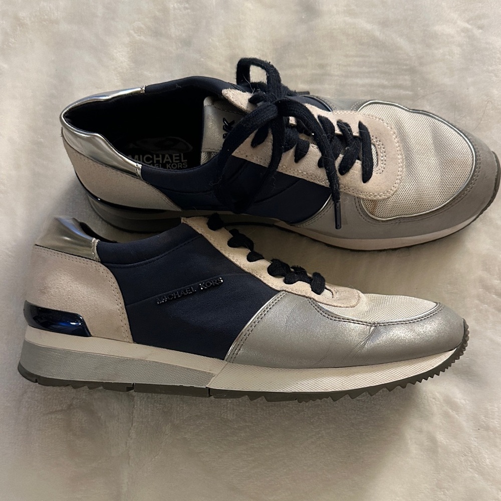 Michael Kors Women's Navy and Silver Sneakers